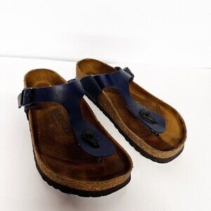 Birkenstock Womens Gizeh Sandlas Slip On Thong Blue 38 US 7/7.5 Beachy Comfort